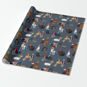 Coonhounds in Hats 2020 navy Wrapping Paper