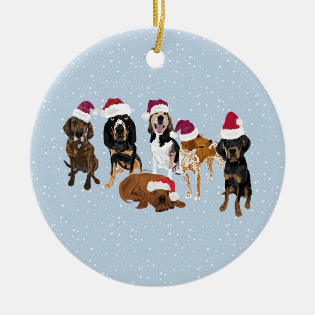 Coonhounds Santa Ceramic Tree Decoration (Front)