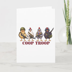 Coop Troop Funny 4th of July Military Hens  Card