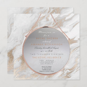 Cooper Bridal Shower Pearly Pink Marble White Gray Invitation