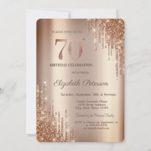 Cooper Glitter Drips 70th Birthday Invitation