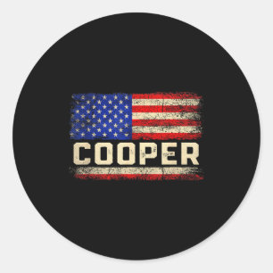 Cooper Last Name Shirt Cooper Name American Flag Classic Round Sticker