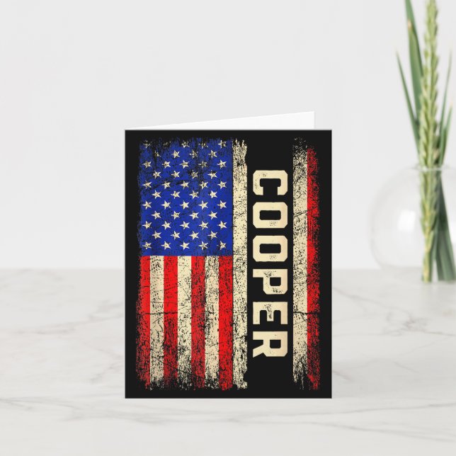 Cooper Last Name Shirt Cooper Name American Flag F Card (Front)