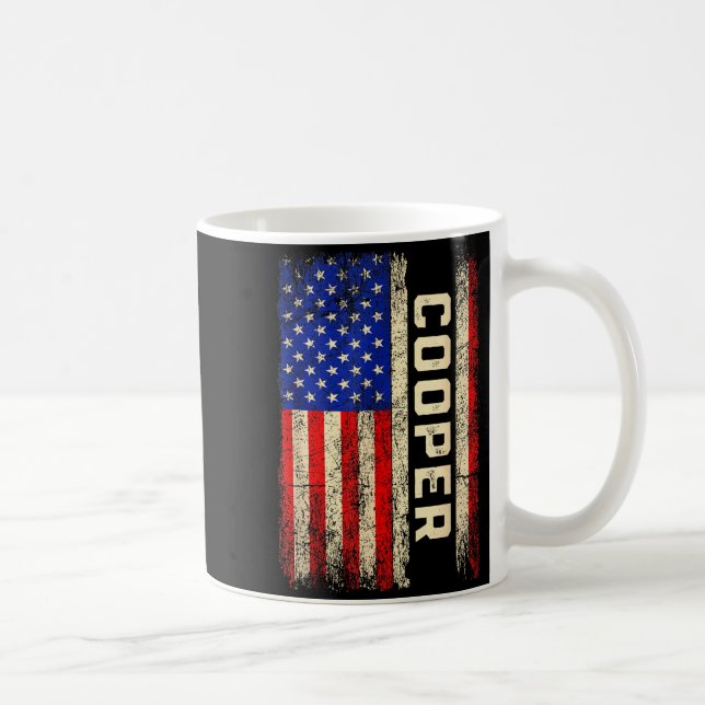 Cooper Last Name Shirt Cooper Name American Flag F Coffee Mug (Right)