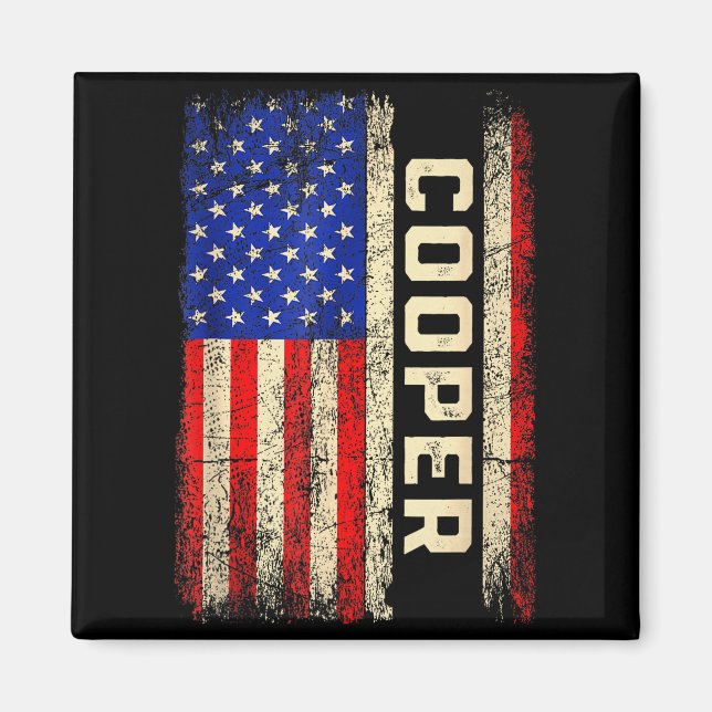 Cooper Last Name Shirt Cooper Name American Flag F Magnet (Front)