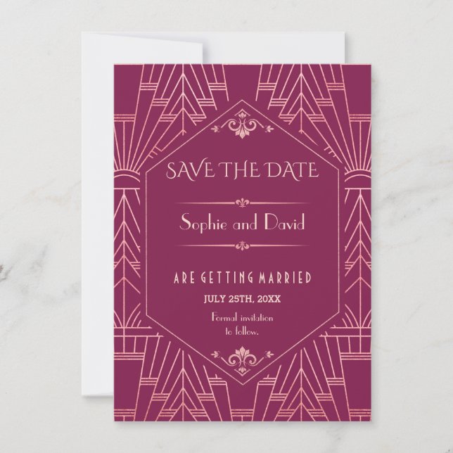Cooper Rose Great Gatsby 1920s  Save The Date Invitation (Front)