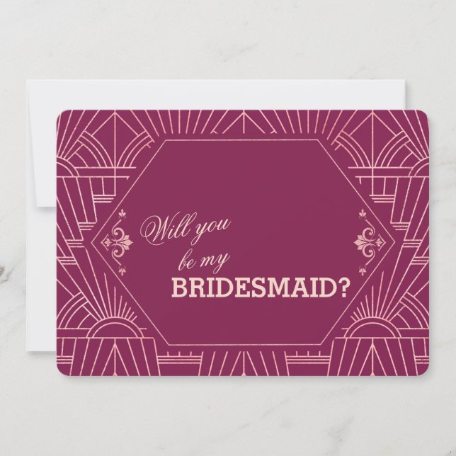 Cooper Rose Great Gatsby 1920s Wedding Bridesmaid Invitation (Front)