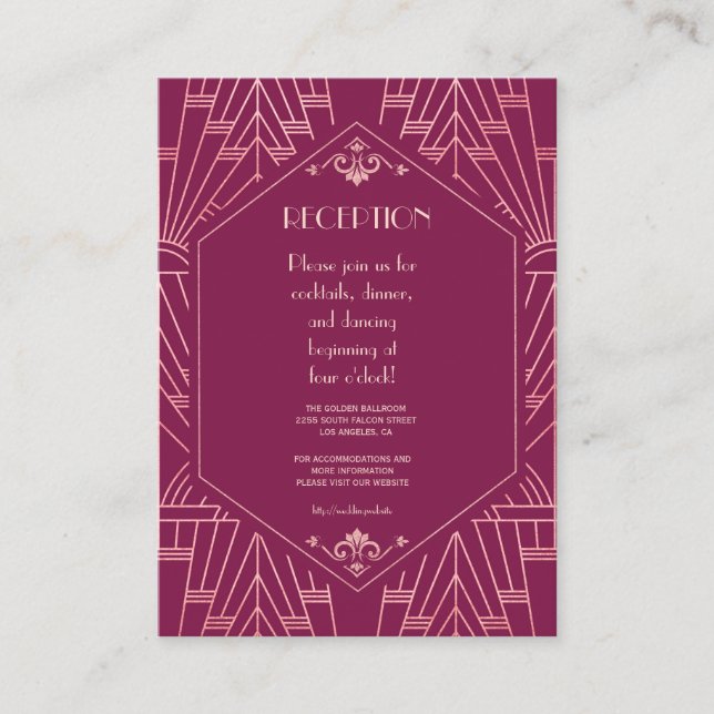 Cooper Rose Great Gatsby 1920s Wedding Enclosure Card (Front)