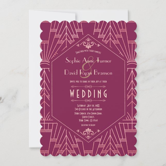 Cooper Rose Great Gatsby 1920s Wedding Invitation (Front)