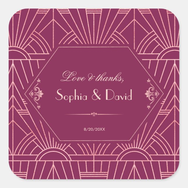 Cooper Rose Great Gatsby 1920s Wedding Square Sticker (Front)