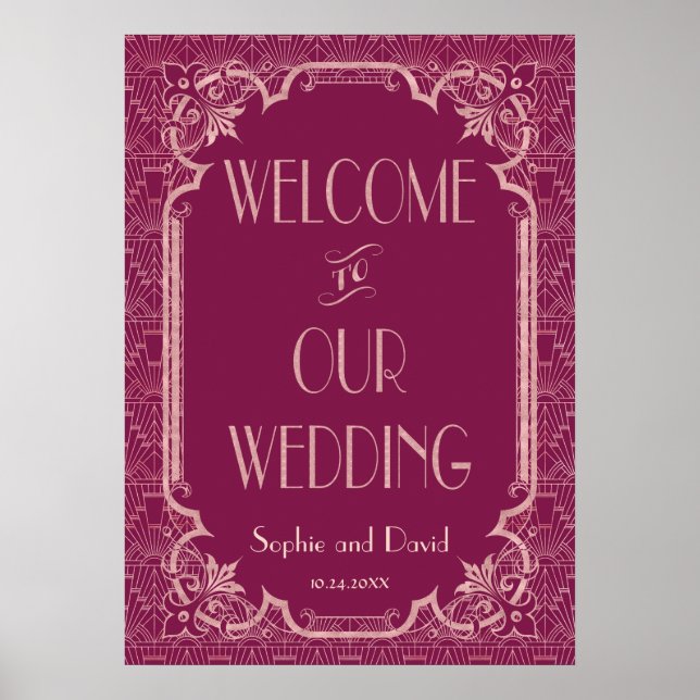 Cooper Rose Great Gatsby 20s Wedding Welcome Sign (Front)