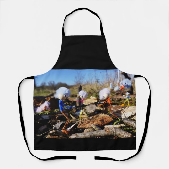 Cooperation of Fubby dolls on a woodworking bench Apron (Front)