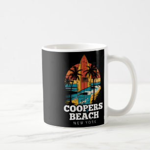 Coopers Beach New York Surfboard Surfing Retro Coffee Mug