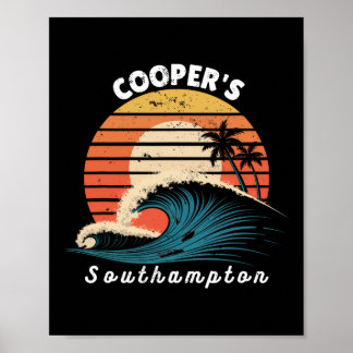 Cooper's Beach Southampton Women Men Surfboarding  Poster