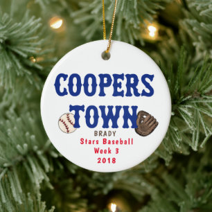 Cooperstown Baseball Glove Fun Facts Custom Ceramic Tree Decoration
