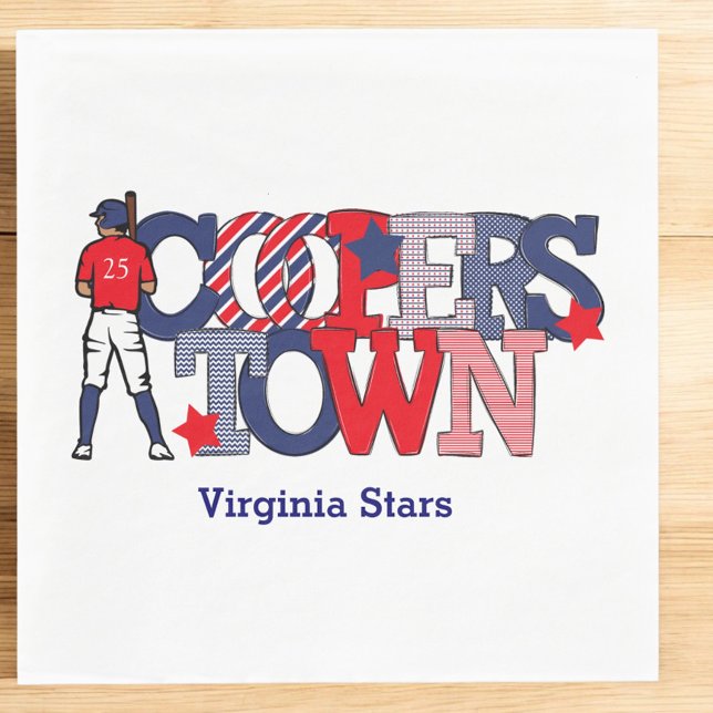 Cooperstown Baseball Player Custom Team  Napkin (Creator Uploaded)
