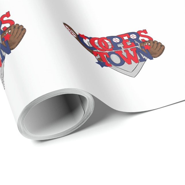 Cooperstown Baseball Stars, Glove, Bat & Ball Wrapping Paper (Roll Corner)