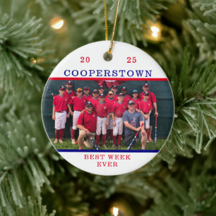 Cooperstown Baseball Team Photo Best Week Fun Fact Ceramic Tree Decoration