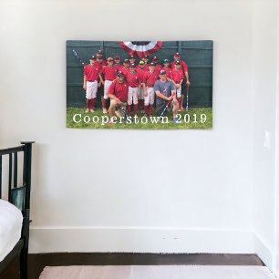 Cooperstown Baseball Team Photo / Coach Player Banner