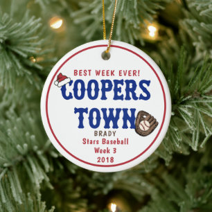 Cooperstown Best Week Ever Santa Hat Ceramic Tree Decoration