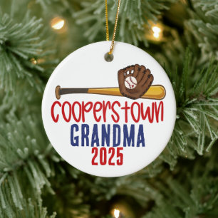 Cooperstown Grandma Nana Baseball Special Note Ceramic Tree Decoration