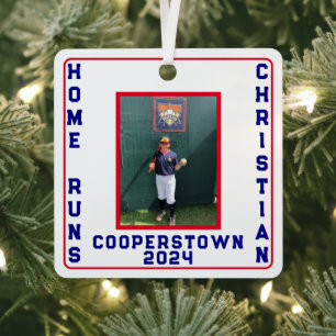 Cooperstown Home Run Photo Fun Facts Metal Tree Decoration