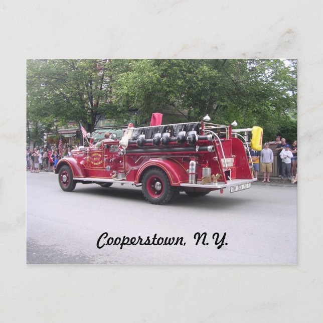 Cooperstown, N.Y.  Retired Fire  Truck Postcard (Front)