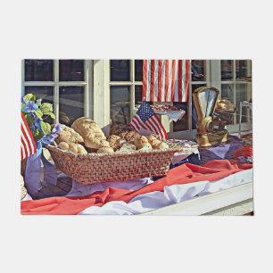 Cooperstown NY - Bakery Window With American Flags Doormat