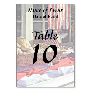 Cooperstown NY - Bakery Window With American Flags Table Number
