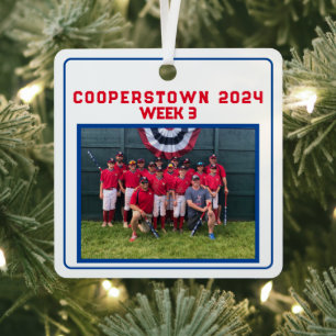 Cooperstown NY Baseball Custom Year Week Fun Facts Metal Tree Decoration