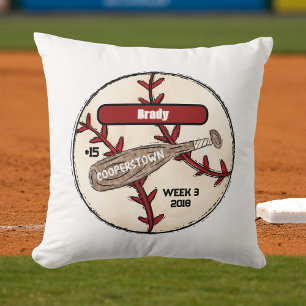 Cooperstown NY Baseball Fun Facts Commemorative Cushion
