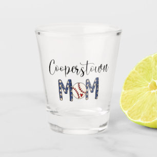 Cooperstown NY Baseball Mum Stars Script Team Moms Shot Glass