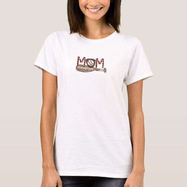 Cooperstown NY Baseball Mum Stars Team Moms T-Shirt (Front)