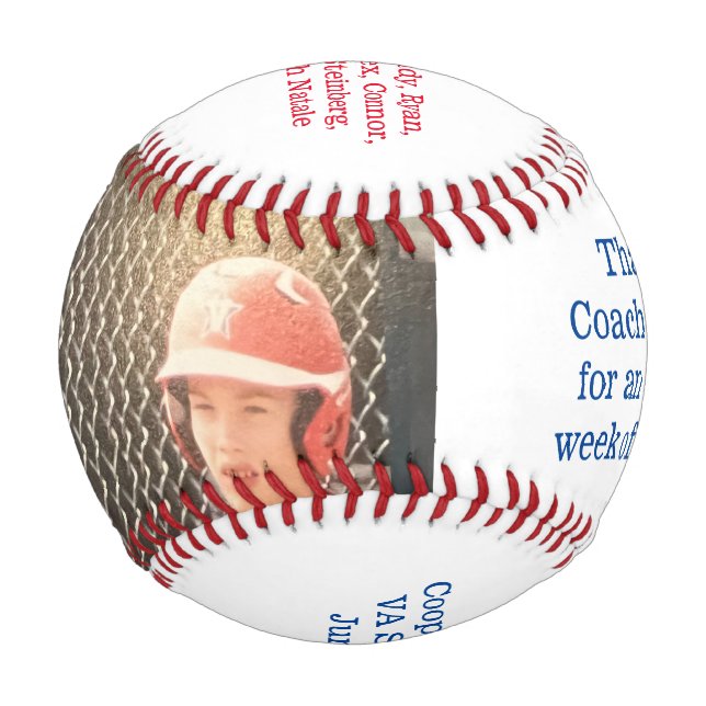 Cooperstown NY Coach's Gift Photo Team Roster Baseball (Front)