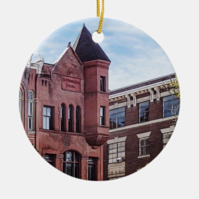 Cooperstown NY - First National Bank Building Ceramic Tree Decoration (Front)