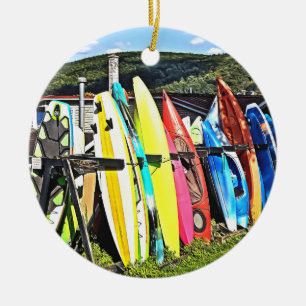 Cooperstown NY - Kayaks and Paddleboards Ceramic Tree Decoration