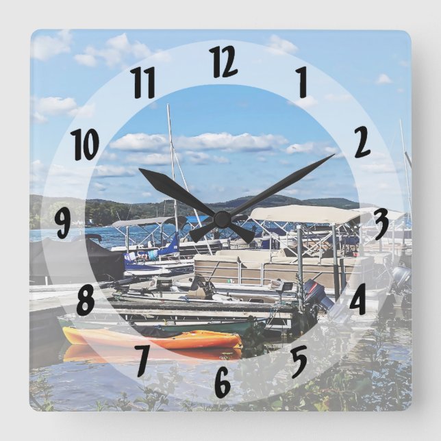 Cooperstown NY - Marina At Lake Front Park Square Wall Clock (Front)
