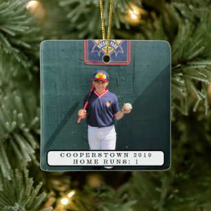 Cooperstown NY Photo Baseball Player Fun Facts Ceramic Ornament