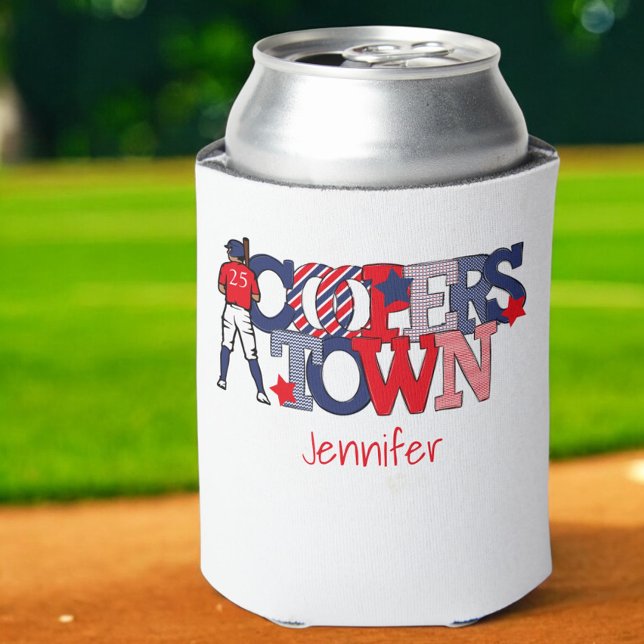 Cooperstown Patriotic Letters Baseball Parent's Can Cooler (Creator Uploaded)