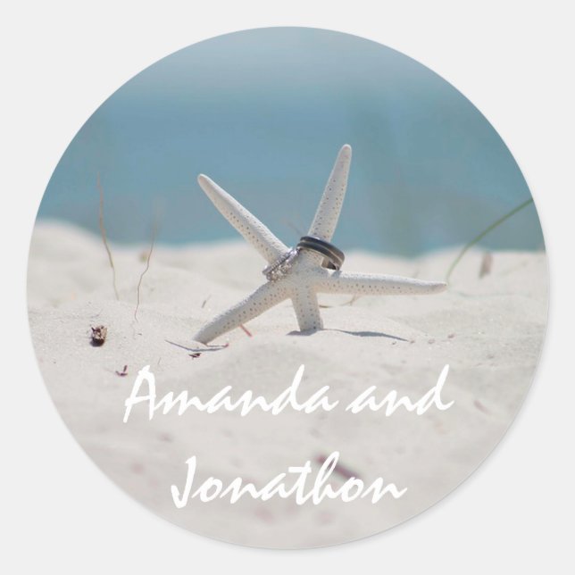 Coordinated Beach Wedding Theme Suite Classic Round Sticker (Front)
