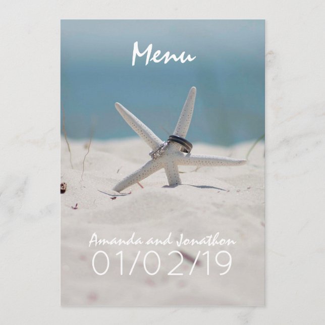 Coordinated Beach Wedding Theme Suite Menu (Front)