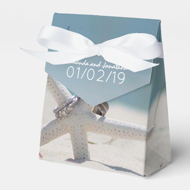 Coordinated Beach Wedding Theme Suite Thank You Favour Box (Front Side)