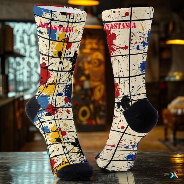 Coordinated Paint Splatter Set: Unique Abstract Socks (Creator Uploaded)