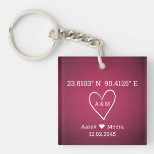 Coordinates of Love Luxury Wedding Favour Key Ring