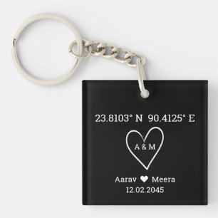 Coordinates of Love Wedding Favour Key Ring