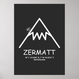 Coordinates Zermatt Switzerland Poster