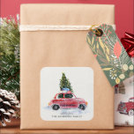 Coordinating Christmas Sticker - Vintage Red Car<br><div class="desc">Stick a finishing touch on your correspondence. Even the postman will flash a smile when he spies the sweet seals that adorn your holiday card envelope. Create beautiful custom envelope seals to add a special touch to all your stationery. Add your custom wording to this design by using the "Edit...</div>