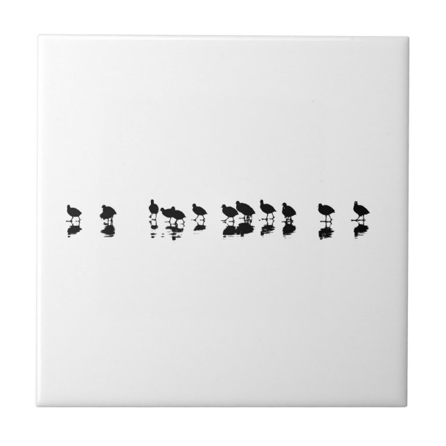 Coot Design - Black on White Tile (Front)