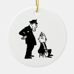 Cop and burglar ceramic tree decoration