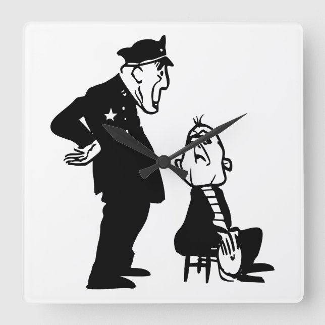 Cop and burglar square wall clock (Front)